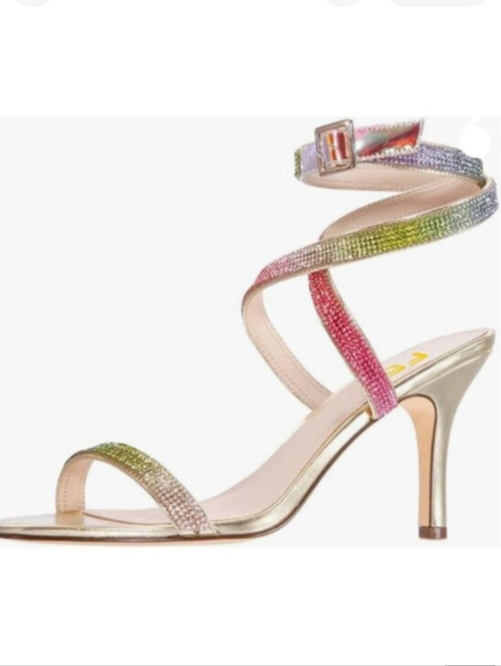 Nina, Women's Metallic Multicolor Rhinestone Wrap Sandal, 8.5